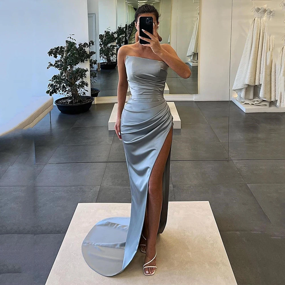 

Bridesmaid Dresses Boat Neck Sheath Solid Color Backless Prom Gown Exquisite Party Dress Cocktail فساتين سهرة فخمه