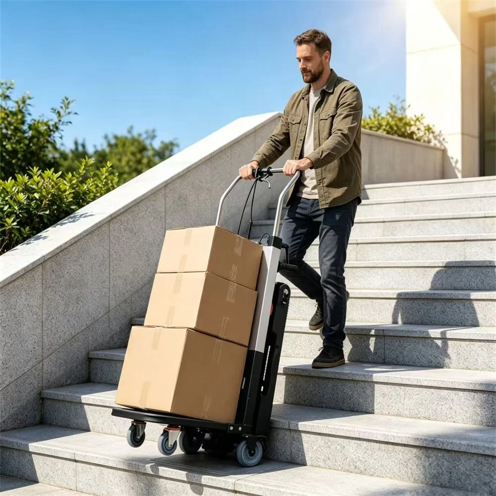 Chariot industriel renforcé à chenilles, capacité de charge de 300 kg, chariot à escaliers pour les entreprises de déménagement, transport de réfrigérateurs