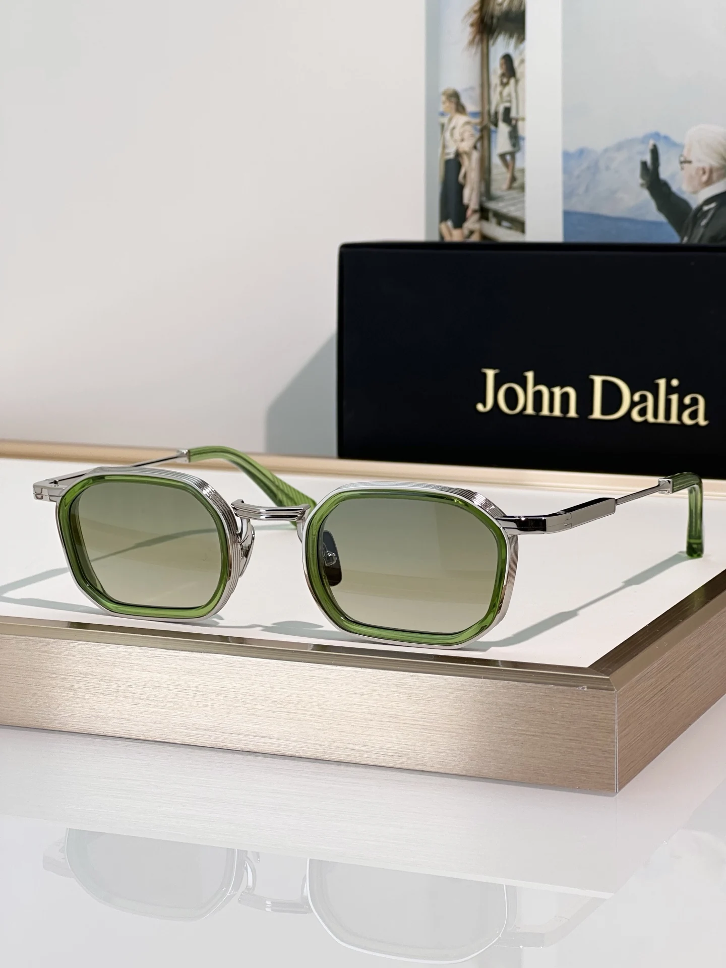 Voor JOHN DALIA JD JEAN Zonnebril met aluminium frame, unisex, luxe premium UV400, zakelijk, gepolariseerd, klassiek, vrijetijdsbril, met doos