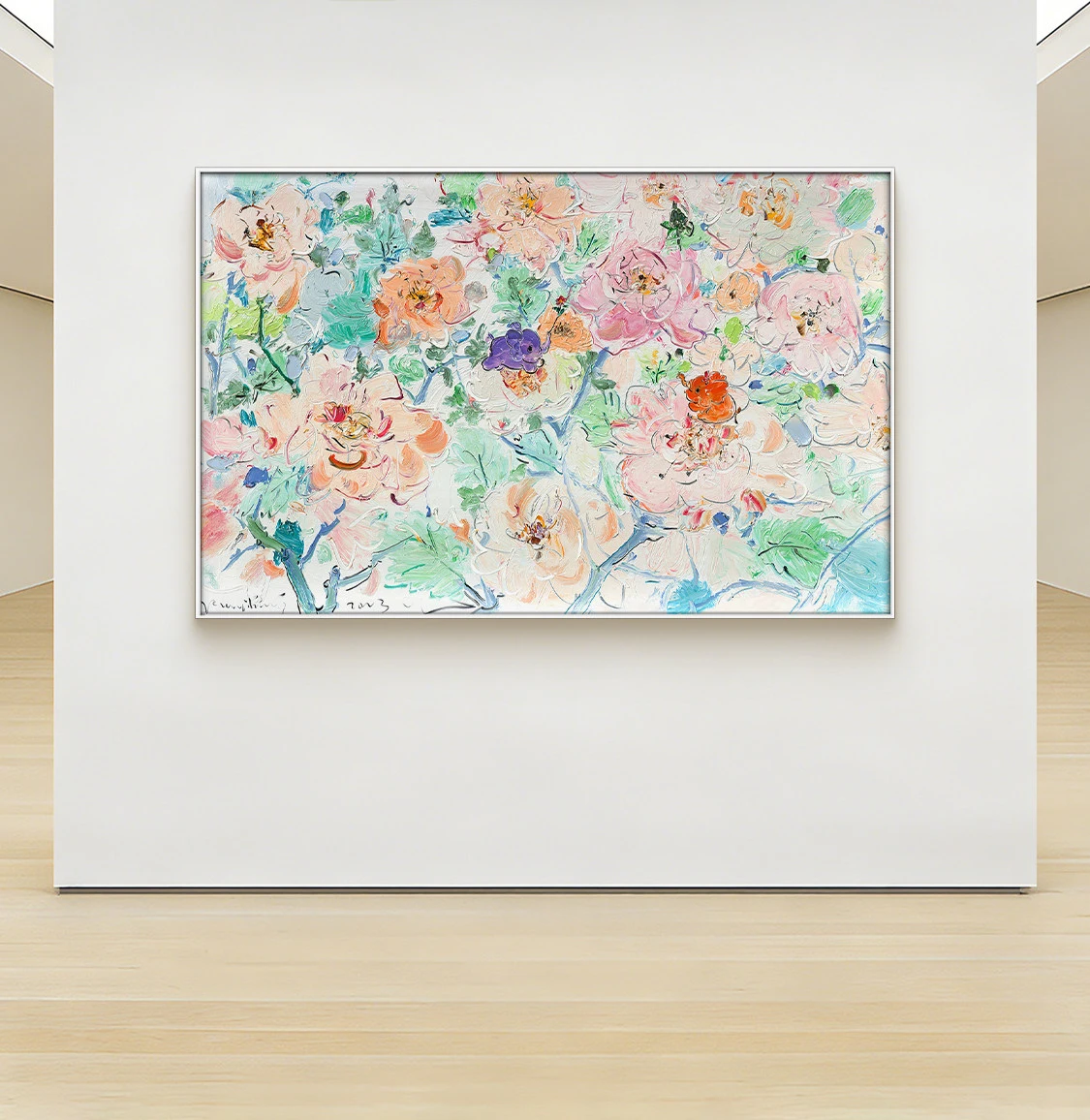 

Limited Edition Expressionist Floral Wall Art, Colorful Thick Paint Peony Canvas, Aesthetic Boho Decor for Luxury Living Room