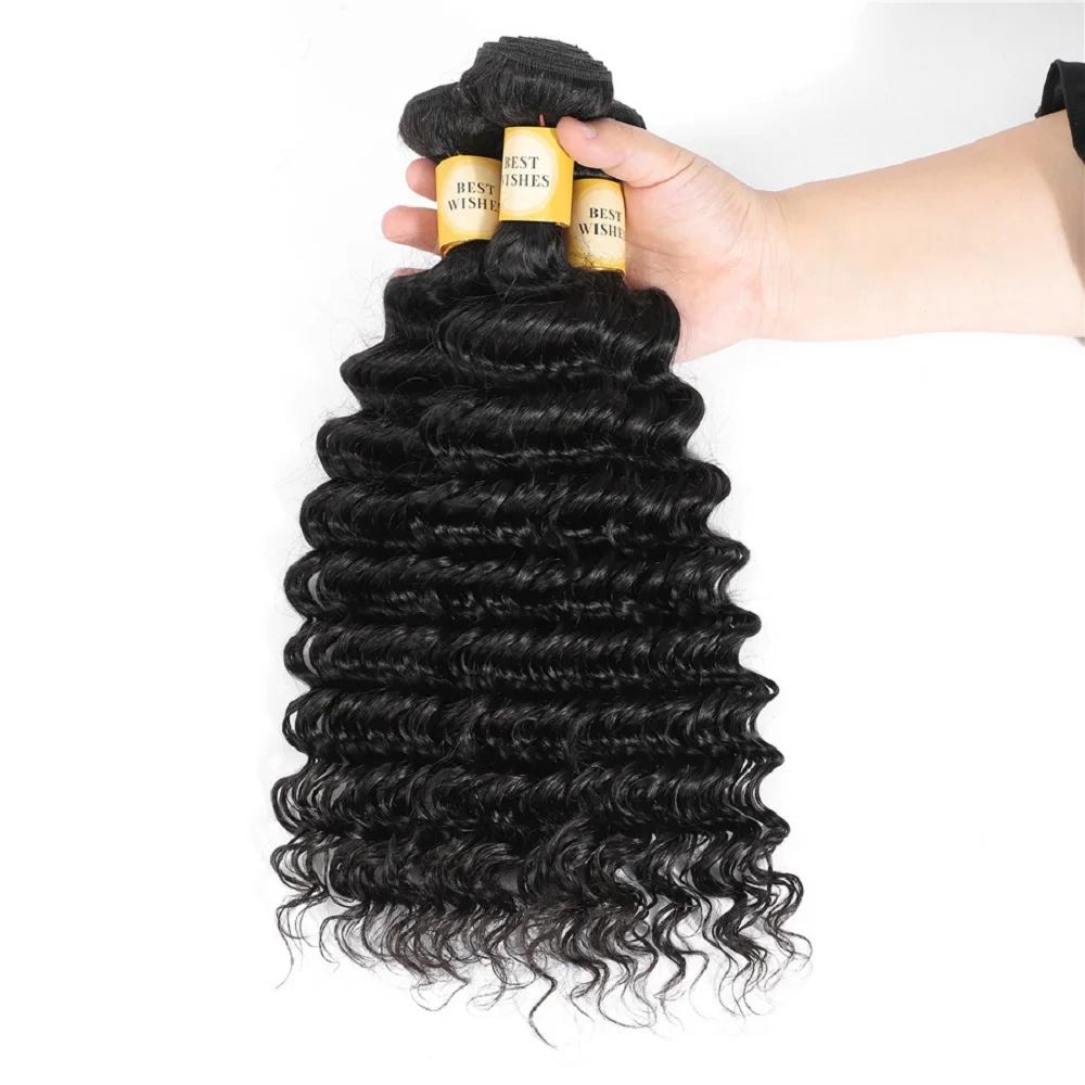 20～22インチのディープウェーブ人毛ヘアバンドル、12Aグレードのブラジル産カーリーロウヘアバンドル、100%人毛エクステ、2～5日でお届け