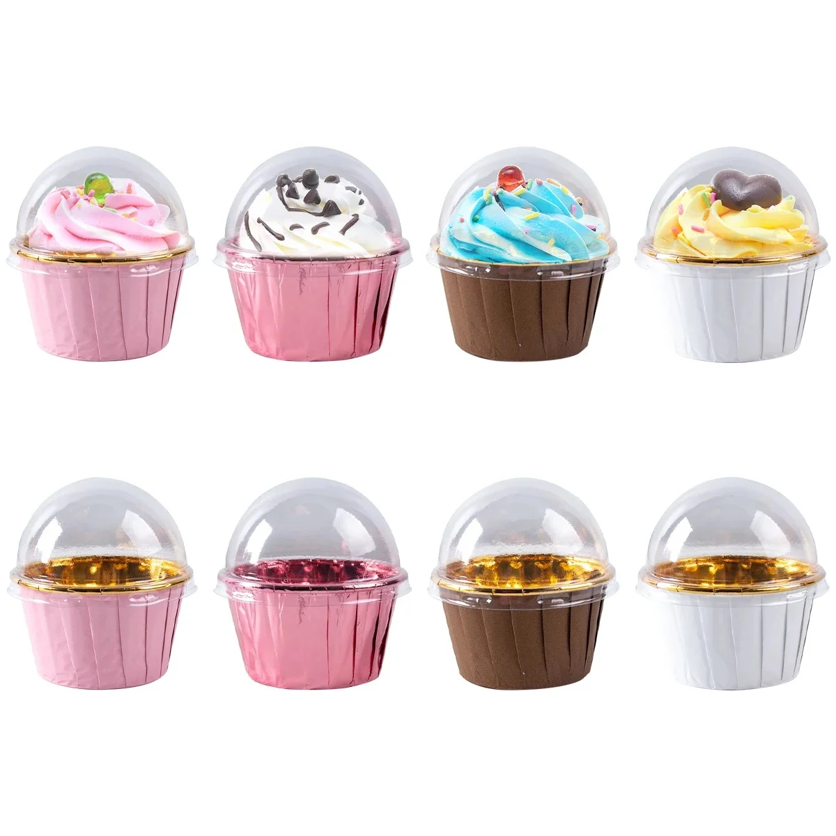 25/50 Stuks Mini Folie Goud Muffin Papieren Bekers Met Deksel Cake Wrappers Verjaardag Bruiloft Bakken Gebak Gereedschappen feestartikelen - afbeelding 2