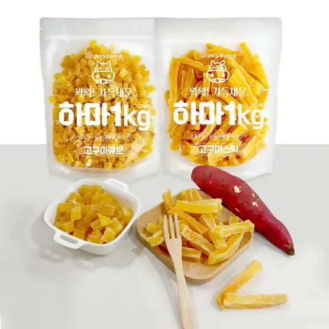 하마 고구마스틱,큐브1kg,강아지간식, 강아지사사미,애견간식,대포장간식