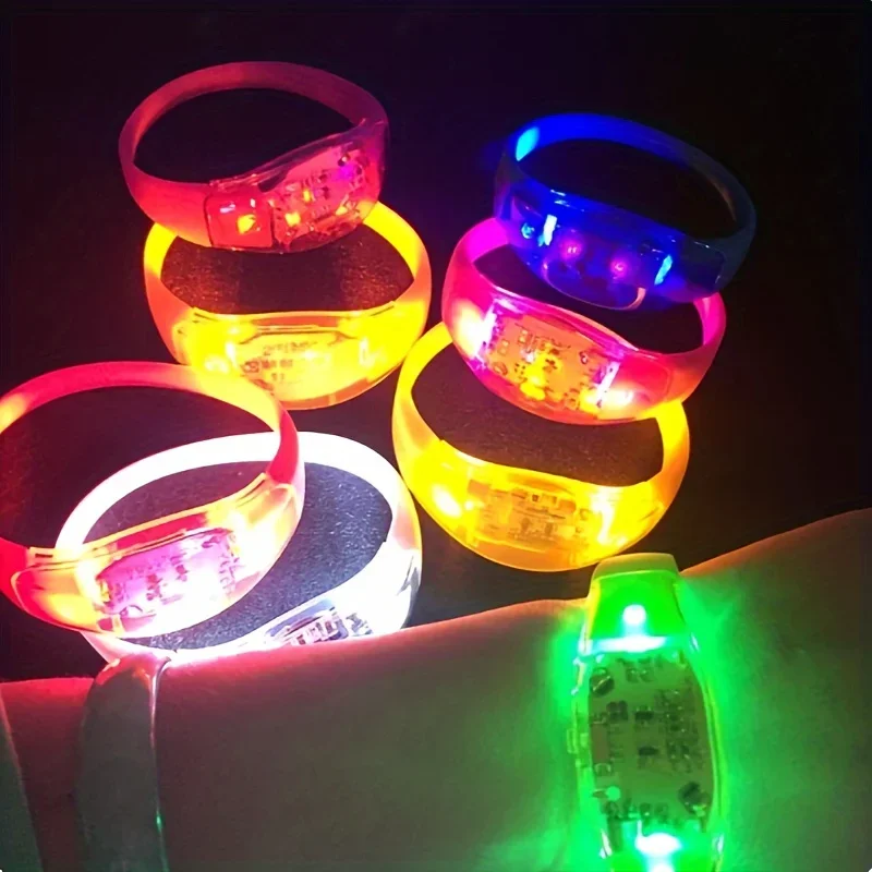 6 stks LED Spraakgestuurde Geluidscontrole Armbanden Siliconen Knipperende Stem Bangle Polsband voor Nachtclub Disco Party Bar Concert - afbeelding 2