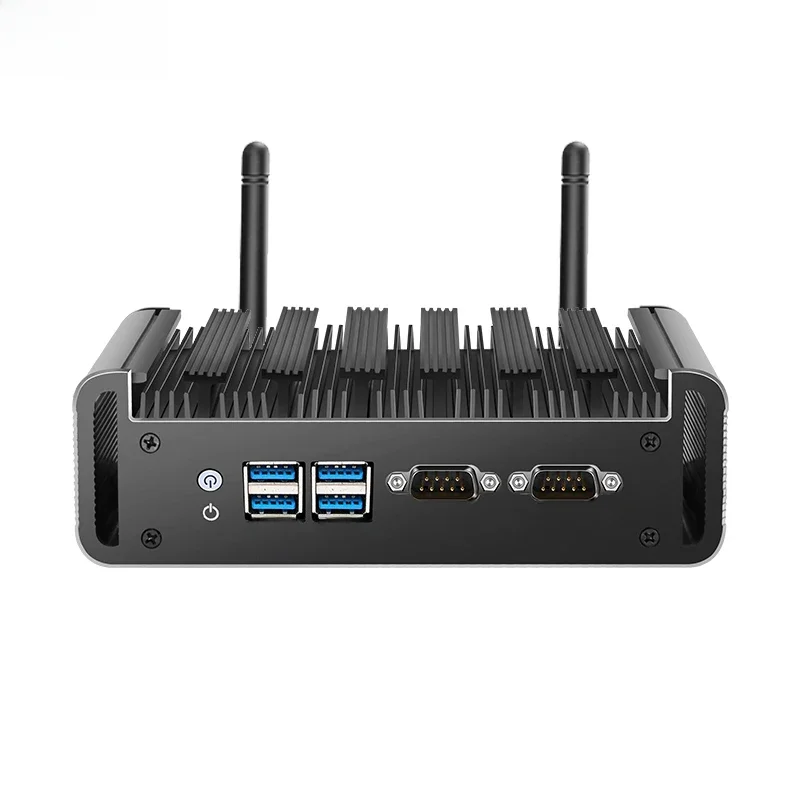 XCY Lüfterloser Mini-PC Intel Core I5 I7 I3 4. 5. Generation 2x Seriell RS232 2x GbE HDMI VGA 4x USB-Anschlüsse Unterstützt WLAN Windows Linux