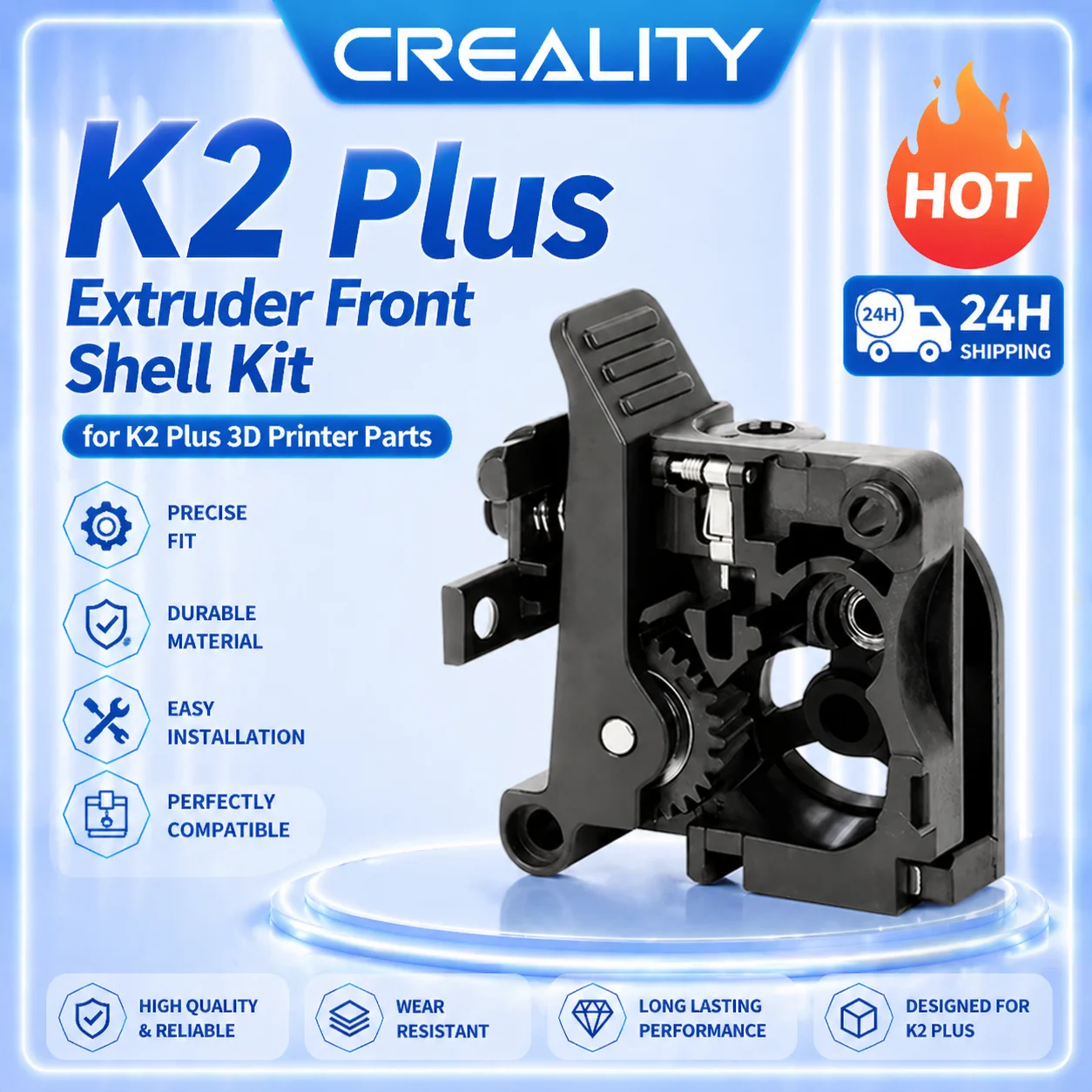 

Creality Original K2 Plus Extruder Front Cover Printing Parts Extruded Front Shell Kit Near Black for K2 Plus 3D Printer Parts