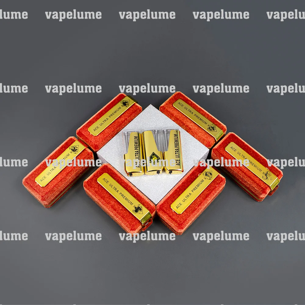 Ace Muhameds Cigarros Elétricos Vazios Nova Caneta Vape de Ouro Caixa Velet Vermelha Ultra Descartável Conjunto de Embalagem de Armazenamento de E-cigs Logotipo Personalizado