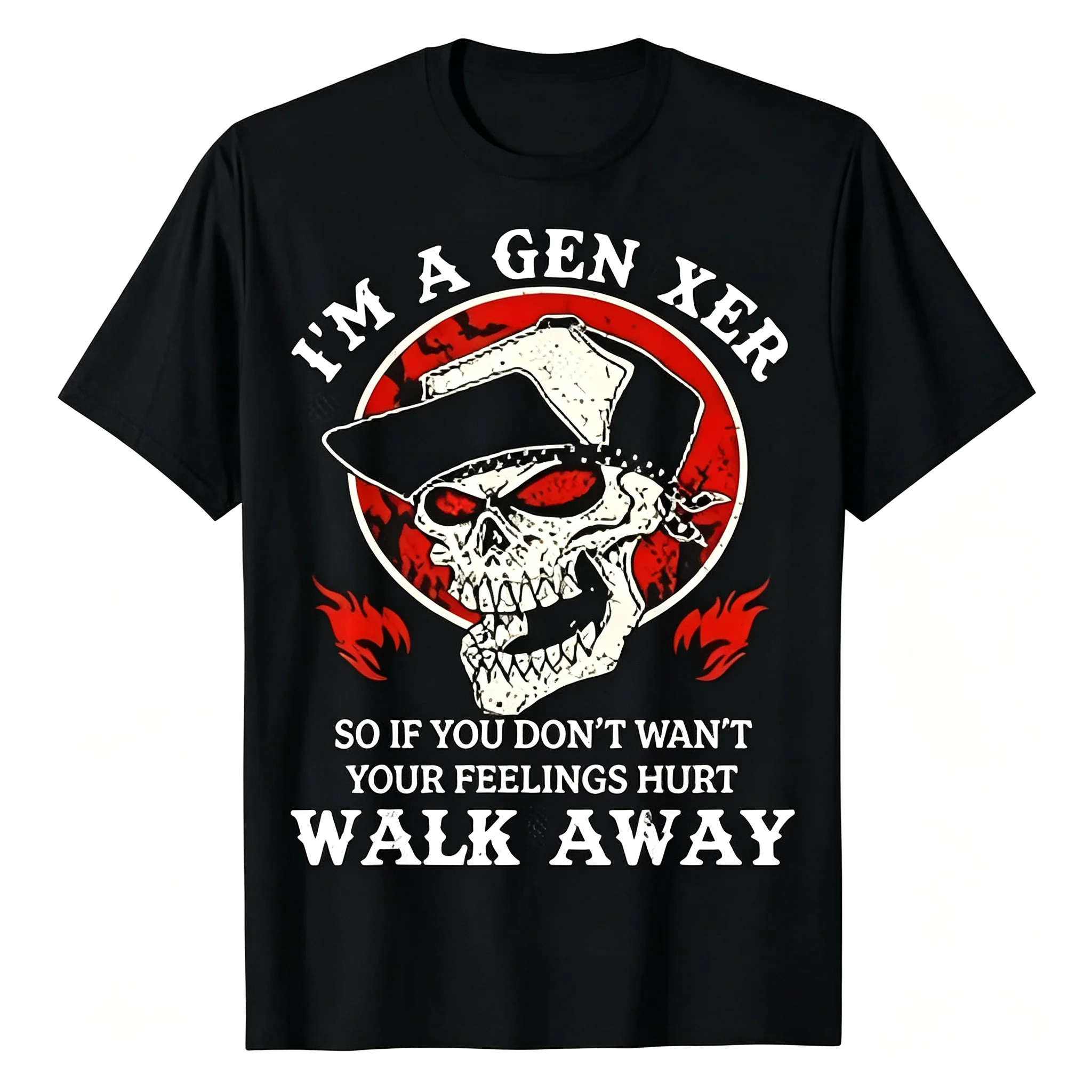 I'm A Gen Xer So If You Don't Want Your Feelings Hurt Walk Away T‑Shirt, Vintage Skull Gen X Graphic Tee, Retro Sarcastic X‑Generation Gift Shirt For Men