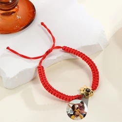 Personalized Projection Photo Braided Rope Dog Paw Bracelet Customizable Picture Bracelets Pet Memorial Anniversary Gift Jewelry