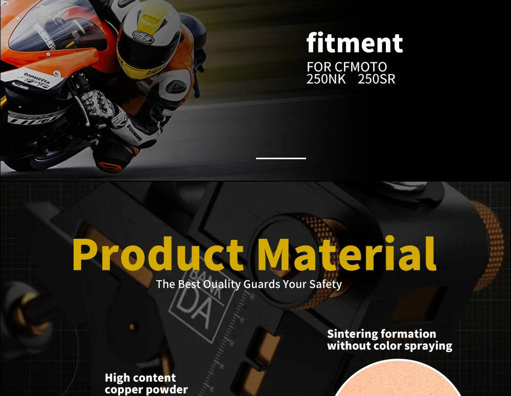 JSRAOIMG Motorradzubehör – Sintermetall-Bremsbeläge (vorne & hinten) für CFMOTO 250SR ABS, 250NK, 300NK, 250SR, 300SR, 250/300 NK/SR – Detail 6