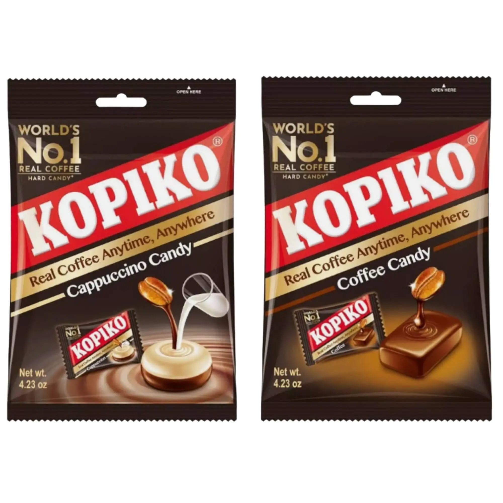Paquete variado de dulces de café y capuchino Kopiko Candy de café duro (paquete de 2)