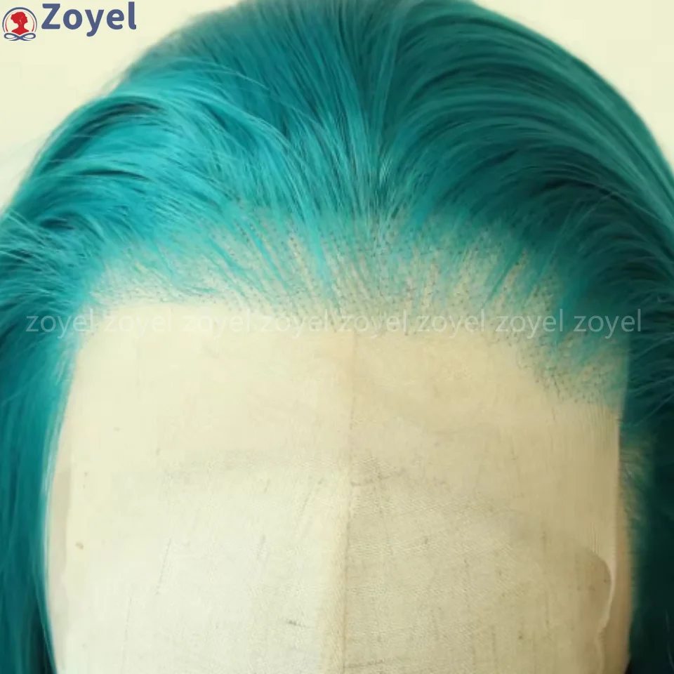 13*4 Teal Groene Synthetische Kant Lange Rechte Smaragdgroene Synthetische Pruik Pre Geplukt Hittebestendige Haar Pruik