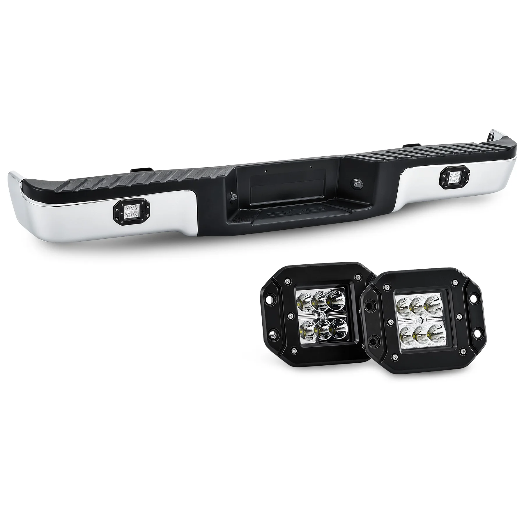 يصلح ل 09-14 فورد F150 F-150 مجموعة المصد الخلفي ث/س ثقوب الاستشعار كروم #2