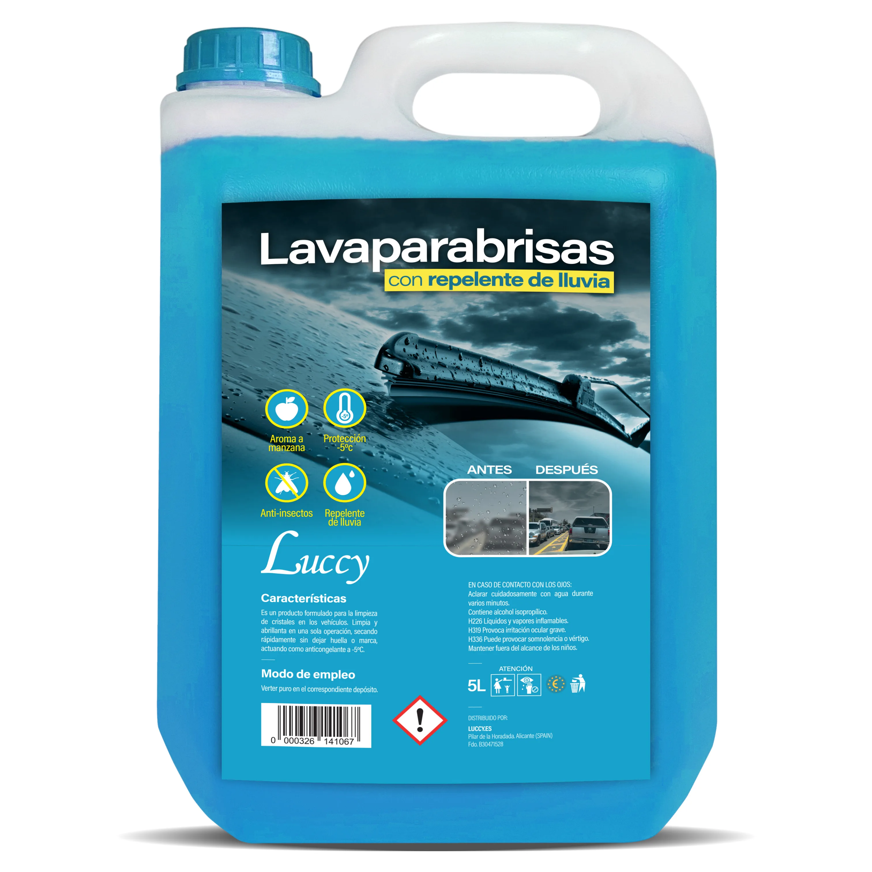 Antifreeze windshield washer-5 °C | anti-rain protection-5 °C, made in Spain, rain repellent, liquid car wiper