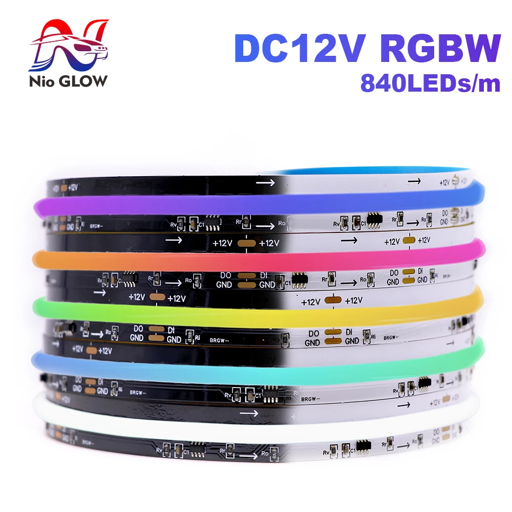 

FCOB SPI RGB IC LED Light Strip WS2814, Addressable, 840LEDs/m, Dream Color, DC12V, Magic LED Light Strip, High Flexibility