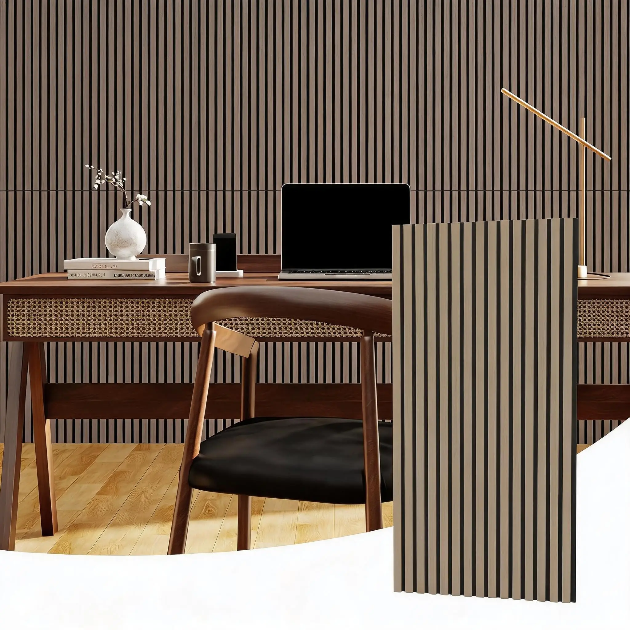 Panneaux acoustiques 3D en bois lamellé, absorbant le son, MDF et feutre polyester, décoration intérieure moderne pour mur et ensemble de tapisserie, 120 × 60 cm, chêne