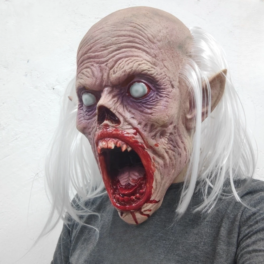الرجل العجوز قناع مصاص دماء الرعب الوحش الدموي قناع هالوين كرنفال حفلة مخيف الكسالى زي غطاء رأس بيت الأشباح المزحة الدعامة