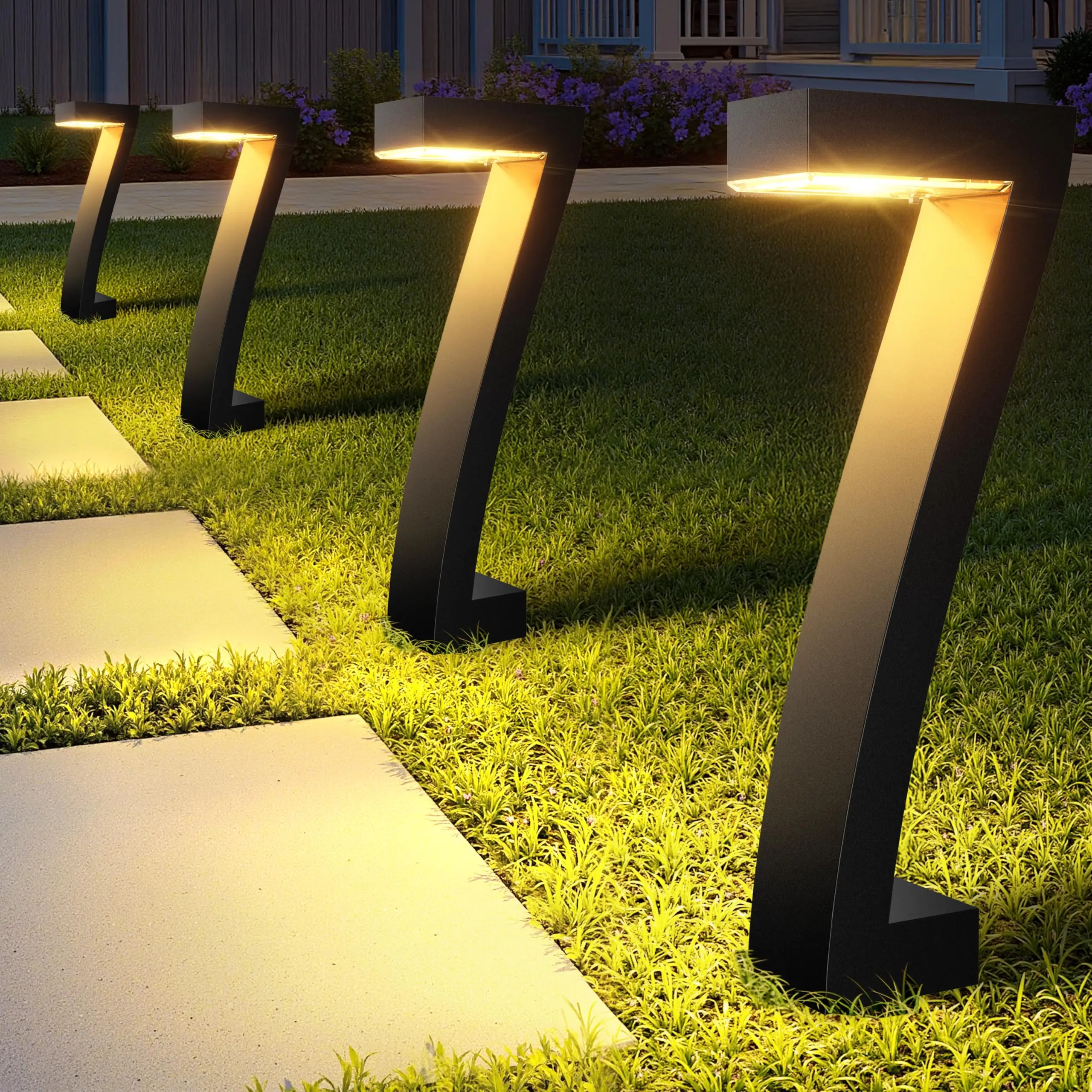 Verbesserte helle LED-Solarleuchten für Außenwege, IP65-wasserdichte Solar-Gartenleuchten zur Dekoration von Hof, Einfahrt und Wegen