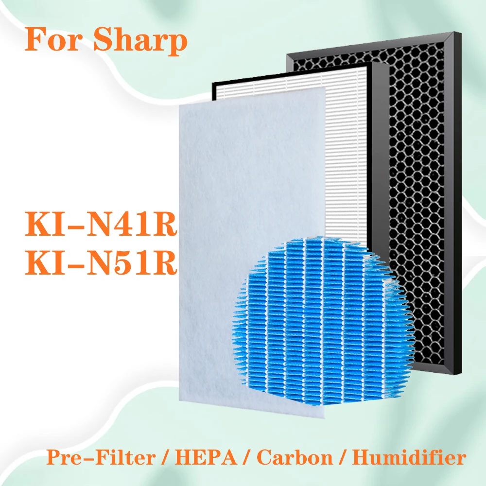 For Sharp KI-N41R KI-N51R Air Purifier HEPA Carbon Filter and Humidifiying filter