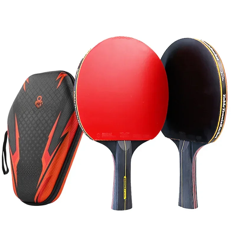 Raquette de Tennis de Table 6 étoiles, 2 pièces, ensemble de raquettes de Ping-Pong professionnelles, boutons en caoutchouc, lame de haute qualité, pagaie de chauve-souris avec sac