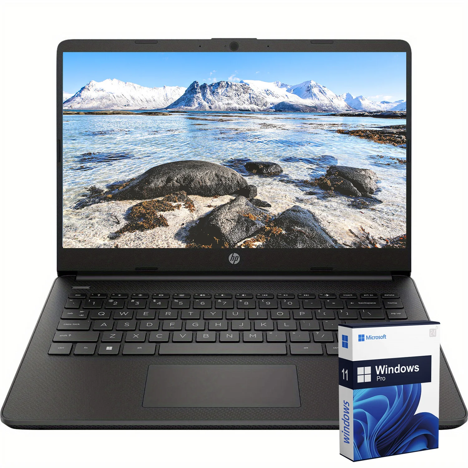 Ноутбук HP 14 ", Intel Celeron N4120,16 ГБ ОЗУ, 384 Гб ПЗУ (128 ГБ eMMC + 256 Гб SD-карты), офис 1 год 365,Windows 11 Pro