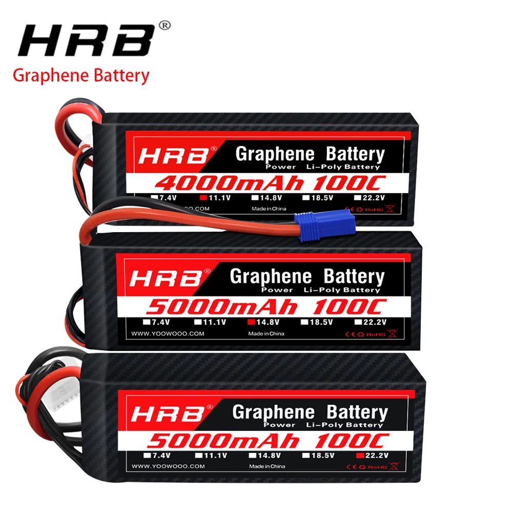 HRB Graphene Batery 2S 3S 4S 5S 6S RC Lipo Battery 1300mah 1500mah 2200mah 3300mah 4000mah 5000mah 6000mah 7000mah 100C Battery