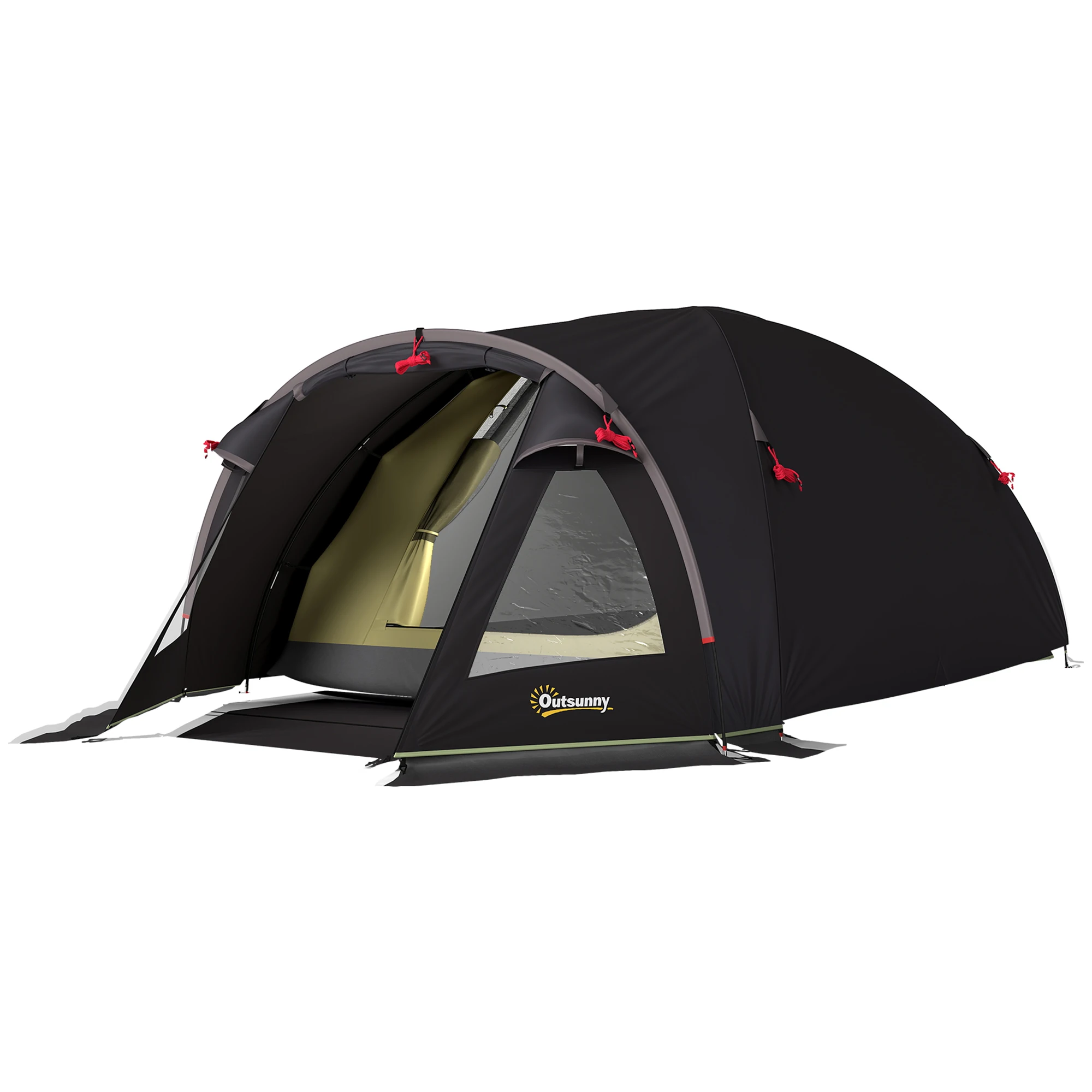 Tente de camping pour 2 personnes, tente tunnel imperméable UV 50+ avec auvent, abri extérieur léger avec porte latérale et fenêtre pour randonnée en nature et plage