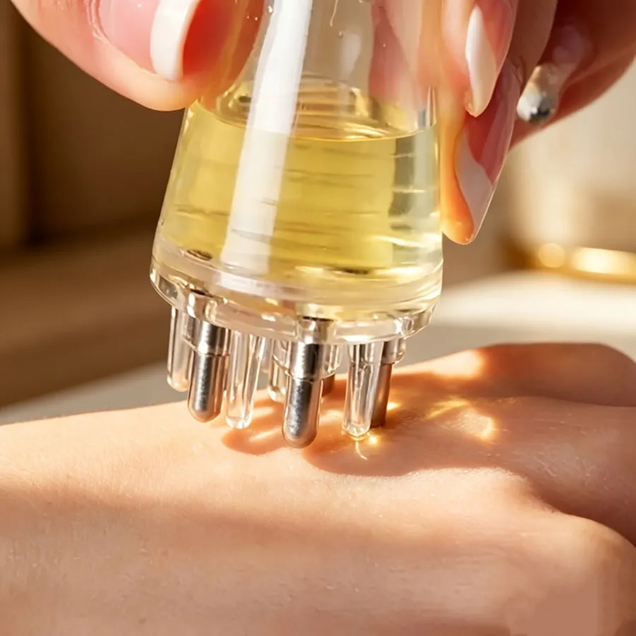 1Pc Scalp Liquid Applicator Massager, 6ml Clear Reservoir 5 Steel Ball Roller, Even Application Hair Care Massage Tool