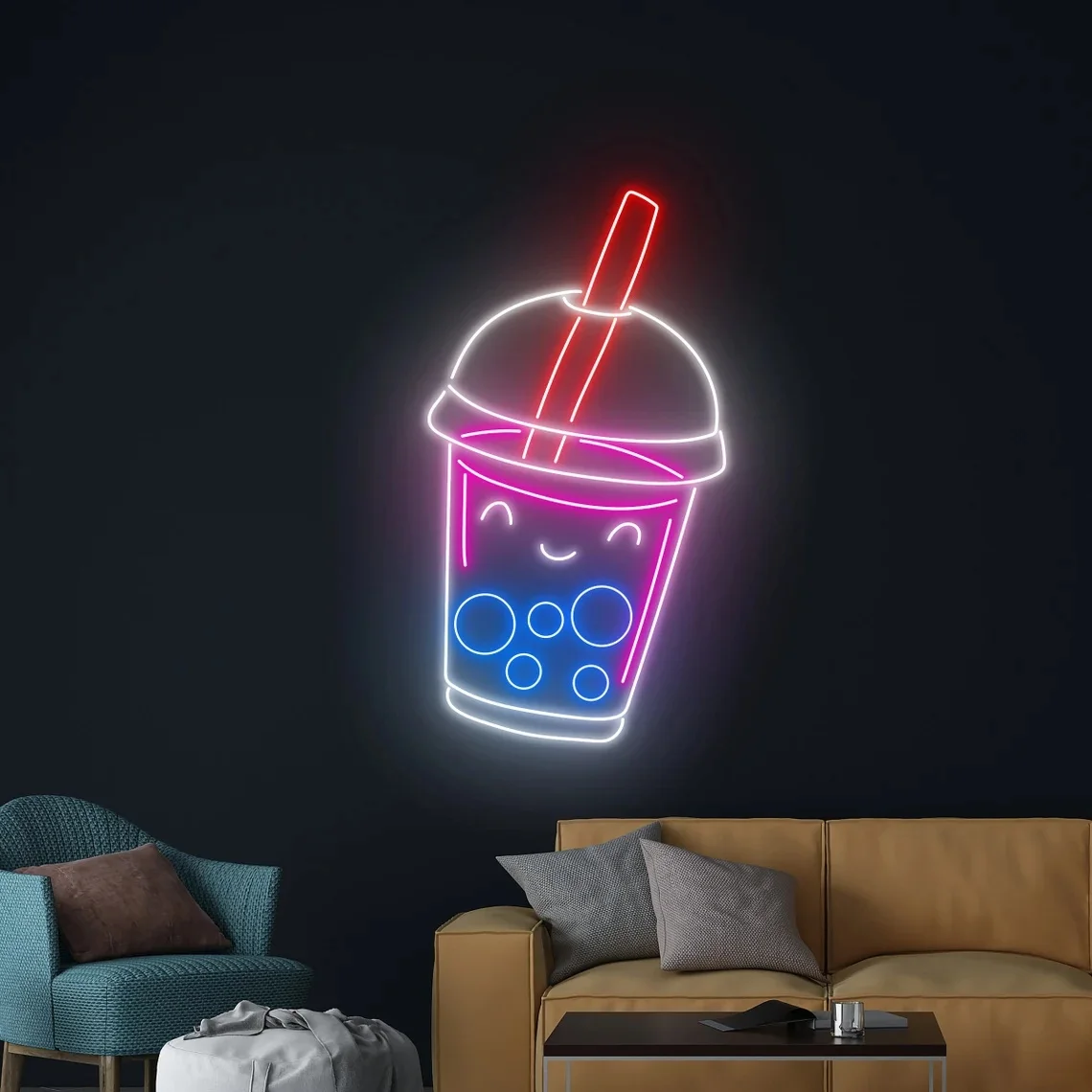 Bubble Tea Neon Sign Milk Tea Neon Sign Tea Drink  Room Wall Decor Neon Sign