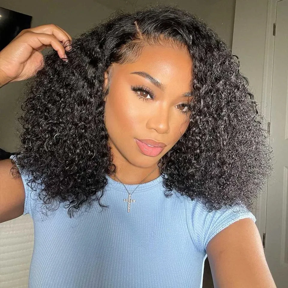 

Curly Short Curly Bob Wig Deep Wave 13x4 Lace Front Human Hair Wig 4x4 Lace Closure Wig Brazilian Virgin Human Hair 250% Density