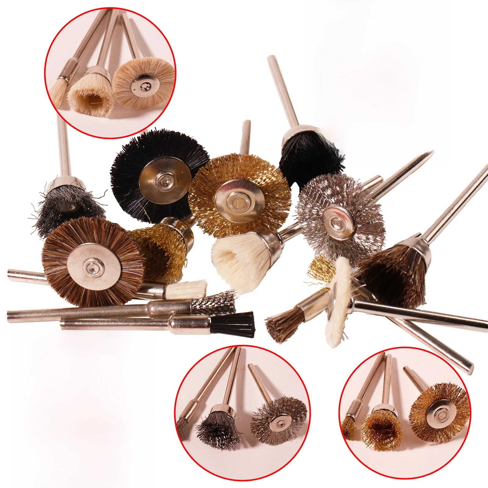 Mini Steel Wire Wheel Brush 3mm Brass Nylon Bristle Cup Polishing Cleaning Brushes For Dremel Rotary Tools Accessories