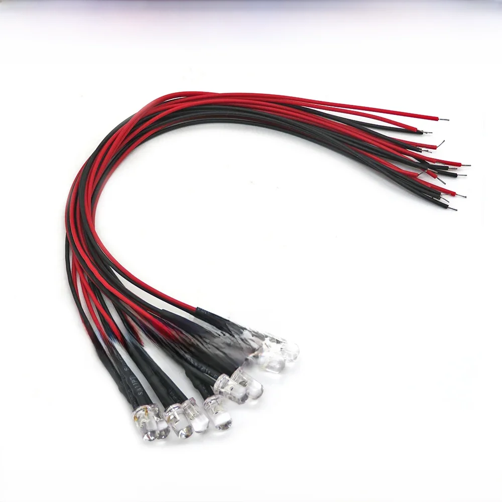 10 pièces DC 3V 6V 12V 24V pré-câblé 5mm lampe à LED ampoule précâblée Diodes électroluminescentes Transparent jaune bleu vert blanc rouge Orange