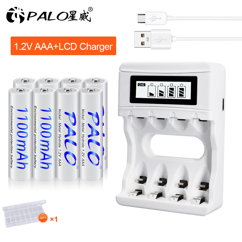 4-24pcs AAA Battery 1.2V NiMH AAA Rechargeable Batteries 1100mAh AAA LR3 Battery with LCD Smart USB Charger for AA AAA Battery