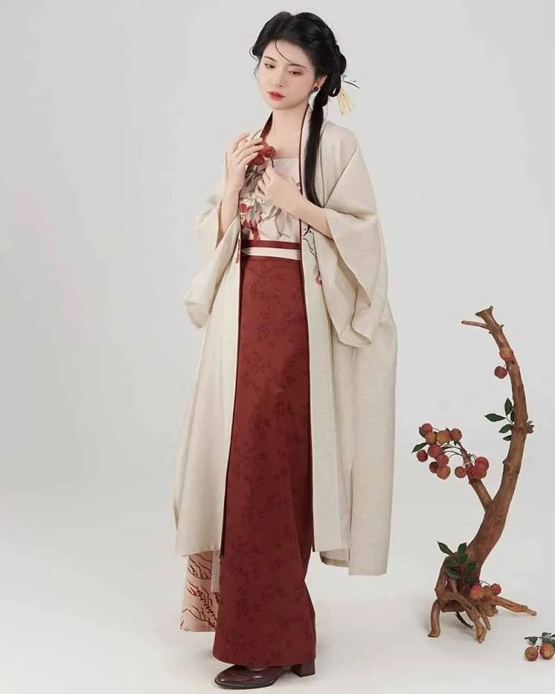 Chinese Hanfu Dress Women 2024 Summer Modern Hanfu Female Cosplay Costume Song dynasty Long cardigan+Camisole+Skirt 3pcs Sets