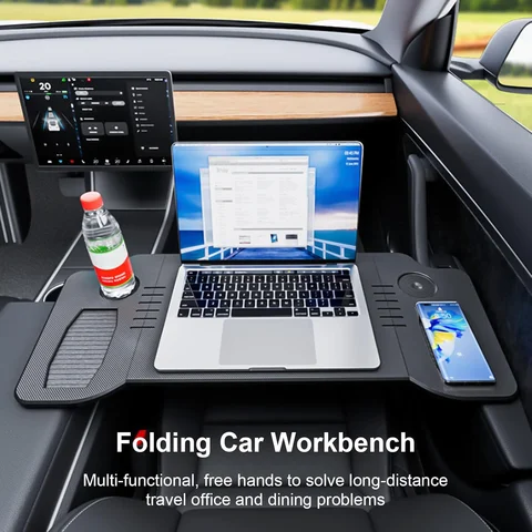 Tesla Car Food Tray Foldable Car Table | Laptop Car Desk | Tesla Car Tray Table | Steering Wheel Tray Table | Multi-Purpose