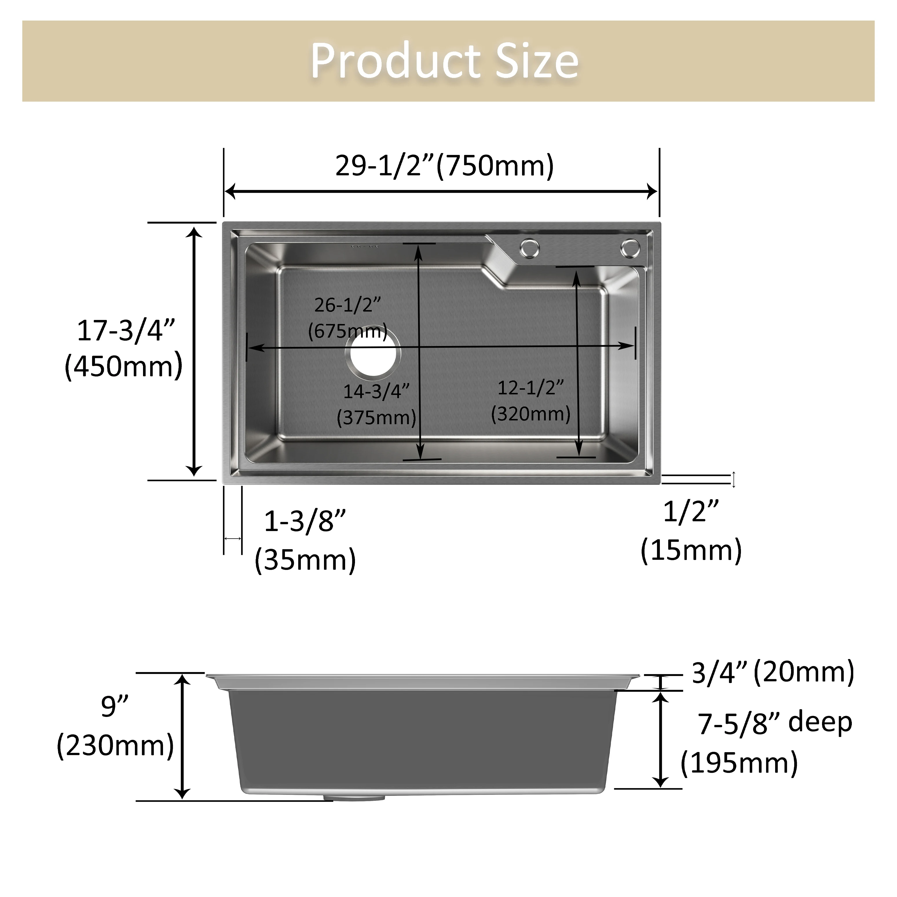 MEJE 50/75 CM Stainless Steel Kitchen Sink Single Bowl  With  Strainer,Retractable Drain Basket