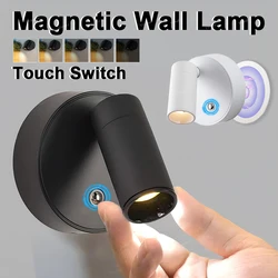 1000LM Magnetic Wall Light LED Table Lamp Touch  3-Color Dimmable  350° Rotatable USB Rechargeable Bedroom Bedside Night Light