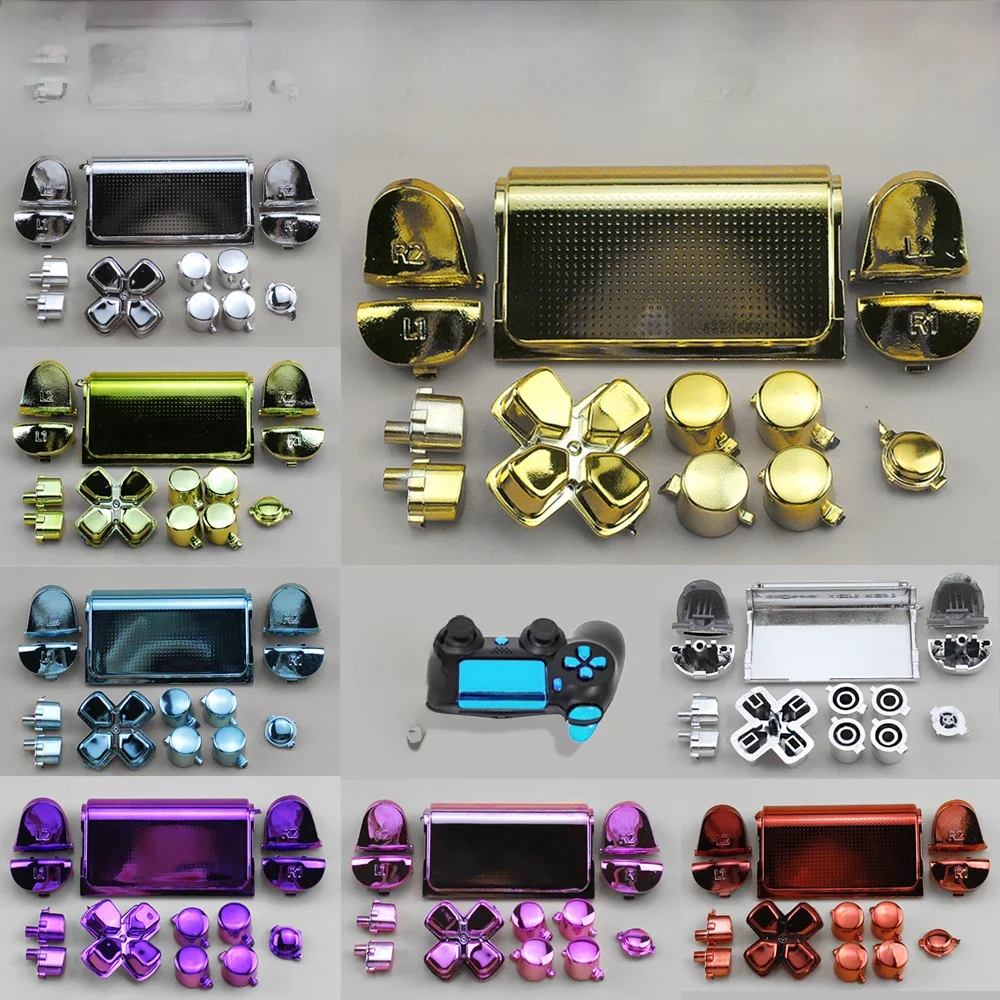 Pour PS4 R2 L2 R1 L1 bouton de déclenchement d-pad ABXY clavier placage bouton Kit pour PlayStation Dualshock 4 JDS JDM 001 011 manette de jeu