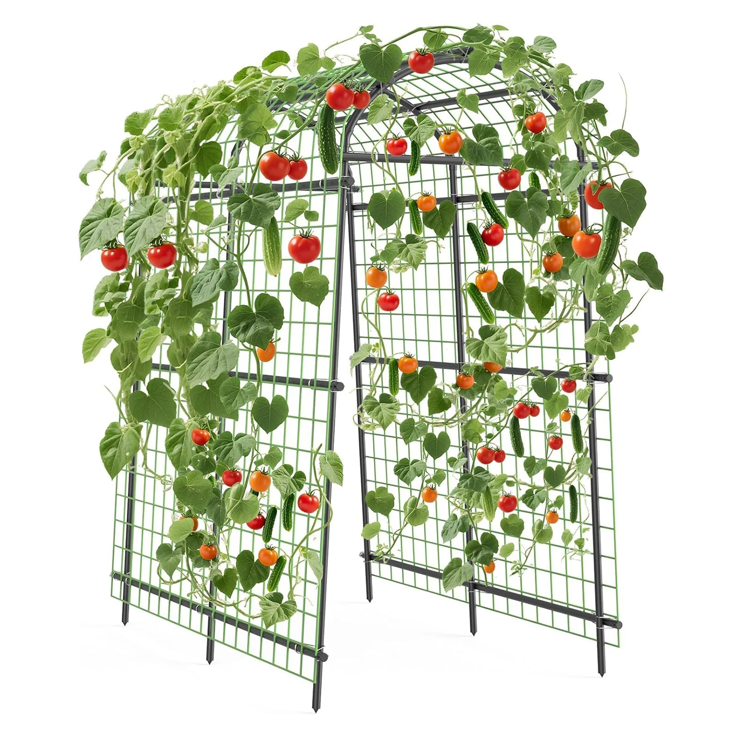 2,29 m extra hoher Gartenbogen mit Netz, polyethylenbeschichteter Stahlbogen für Kletterpflanzen, Gemüse, Outdoor-Pergola