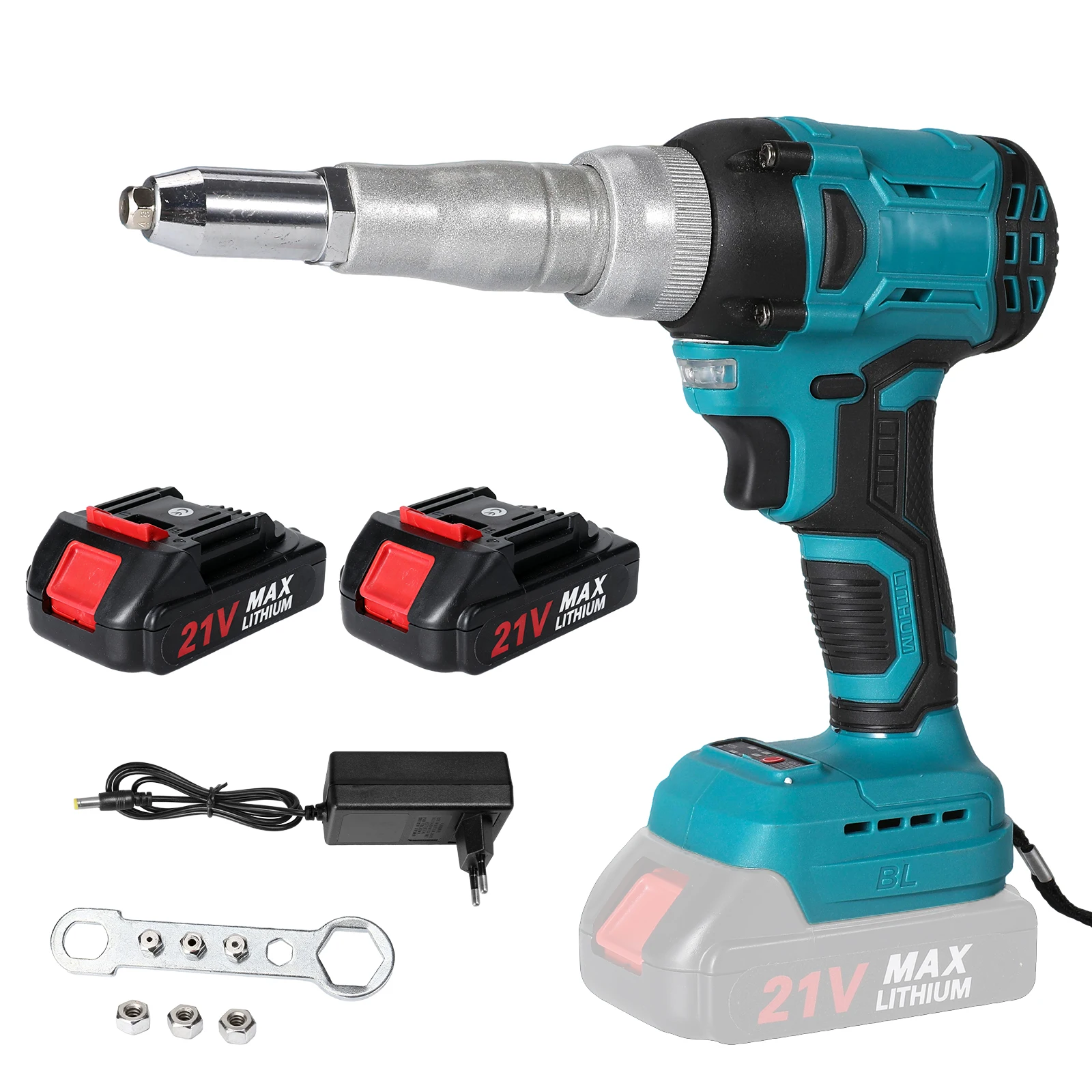 20000N bürstenlose elektrische Nietpistole, 2,4–4,0 mm, Nietmutternpistole, Bohr- und Einsetzwerkzeug, automatisches Nietwerkzeug für Makita 18-V-Akku.