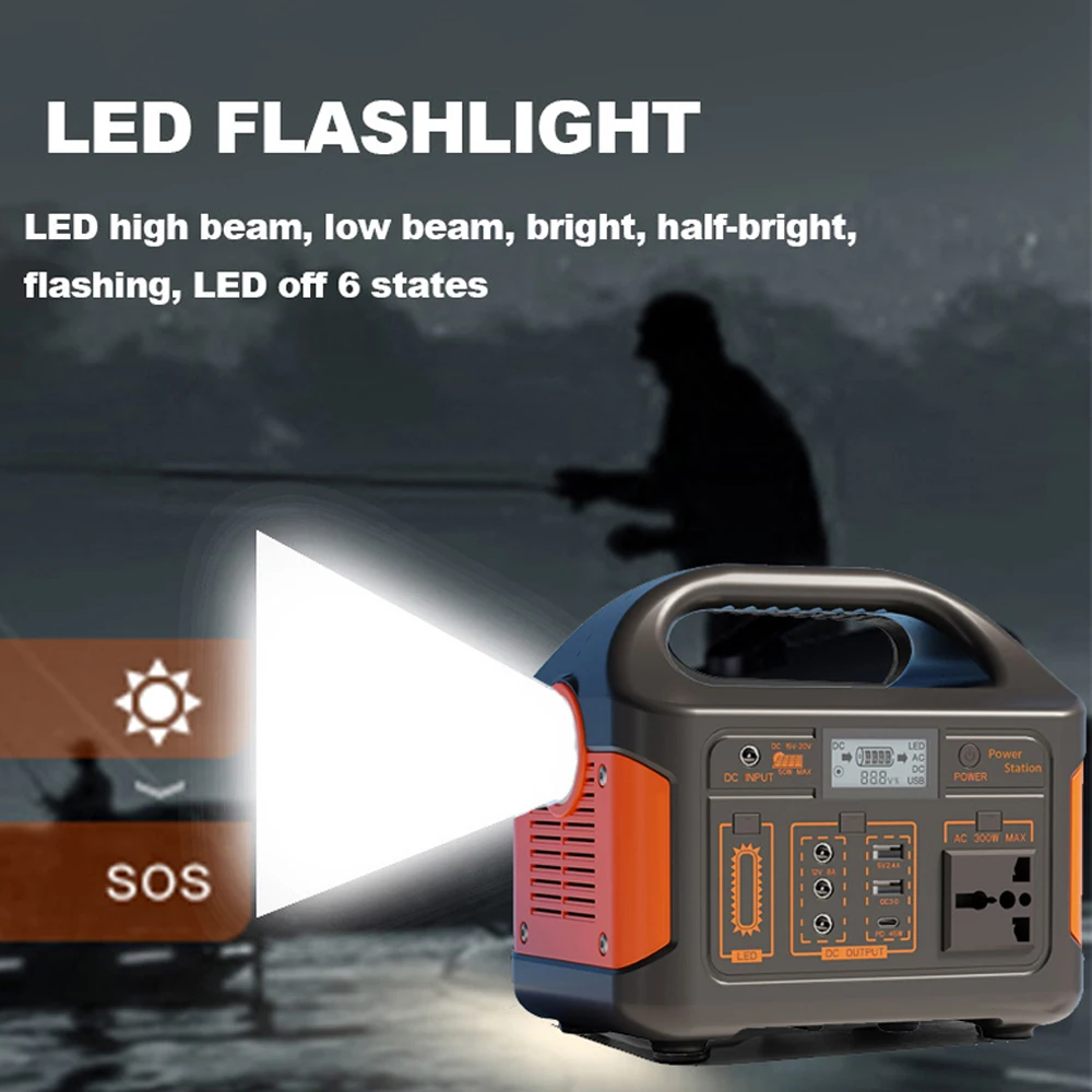 100W/300W přenosná elektrárna Solární generátor 220V/110V LiFePO.5W nabíjecí stanice Camp6W loading=