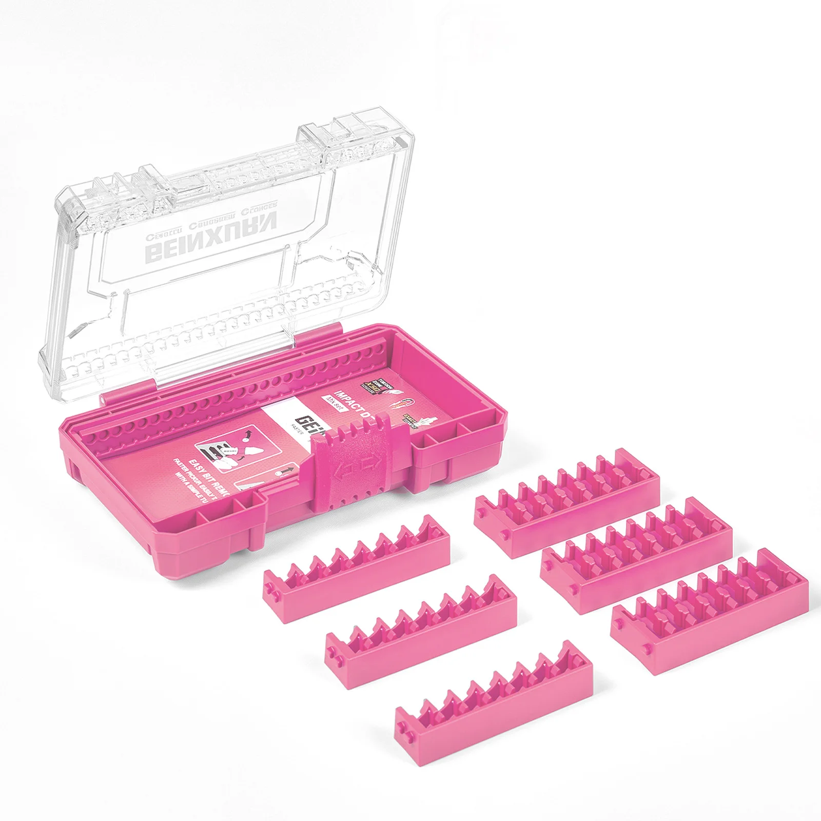 Geinxurn FIXEDGE 1PC Pink Injection Molded Storage Case with 3 Long & 3 Short Clips