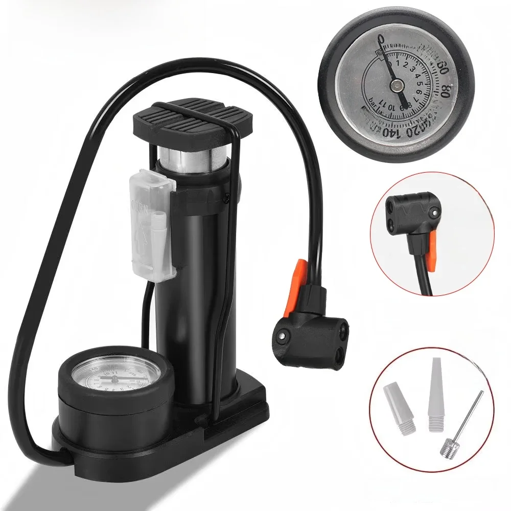 AliExpress cycle zone Mini Bicycle Pump with Pressure Gauge Safety Portable Bike Foot Pedal Pump Motorbike MTB Bike Tyre Inflator Cycling Accessories