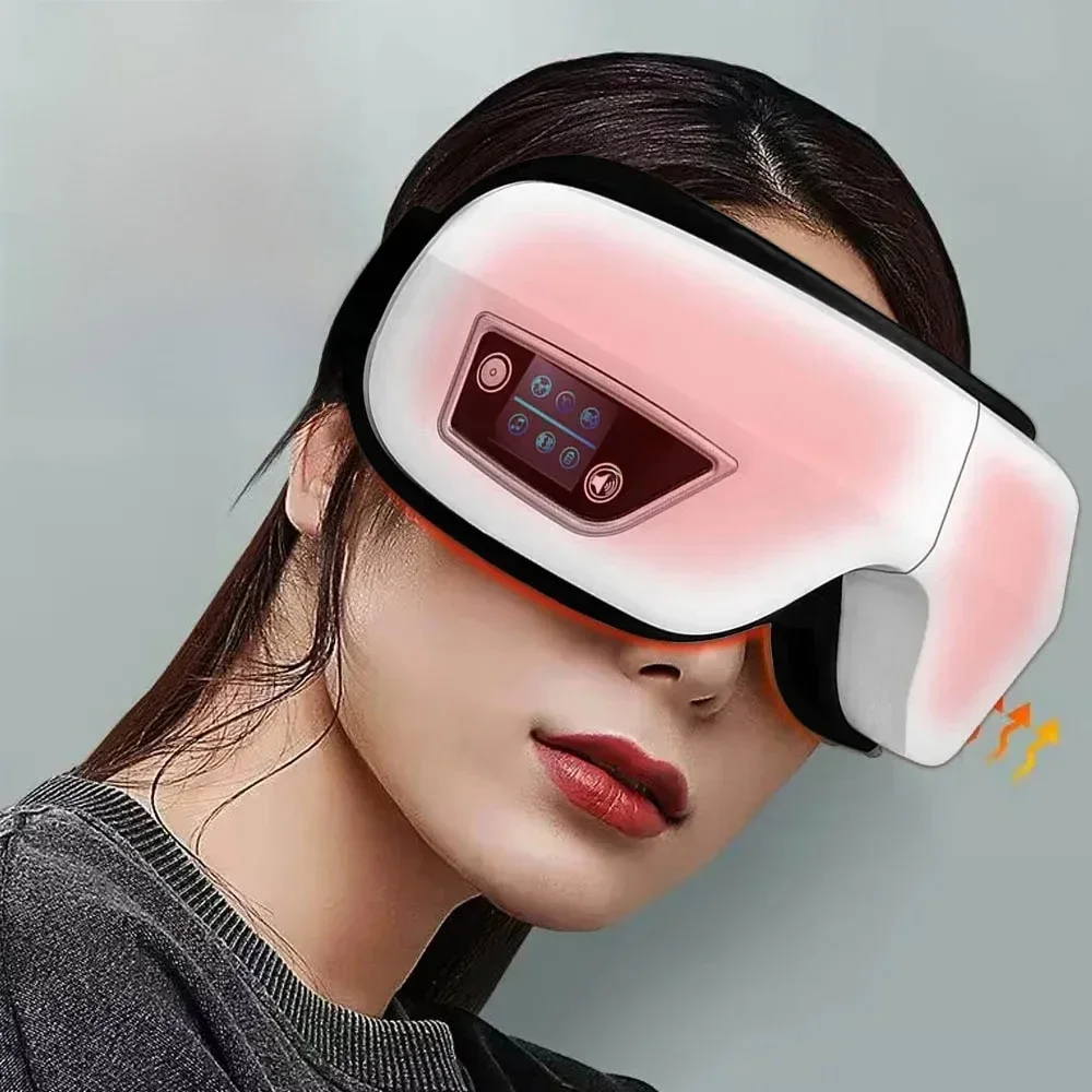 Przyrząd do masażu oczu Masażer szyi Inteligentne okulary Bluetooth Pressoterapia Ogrzewanie Gorąca akupresura Wibracje Przeciw cieniom koło — zdjęcie 2
