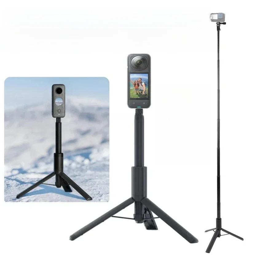 Perche à Selfie Invisible 2 en 1 + trépied extensible pour Insta360 X4 X3 Ace Pro 2/Gopro/DJI Osmo 360 Action 5 4