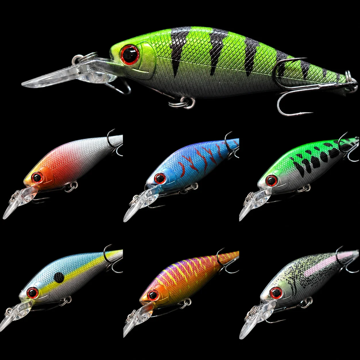 Wlure Wobbler Minnow Crankbait Fishing Lures 7.5g 8.5cm 2 Meter Diving Depth Floating Slowly with 2 #8 Hooks Musky M515