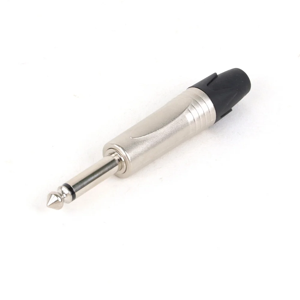 1pc 6.35mm Mono Jack DIY Guitar Accessories Male Plug Zinc alloy Tube Professional 2Poles 1/4