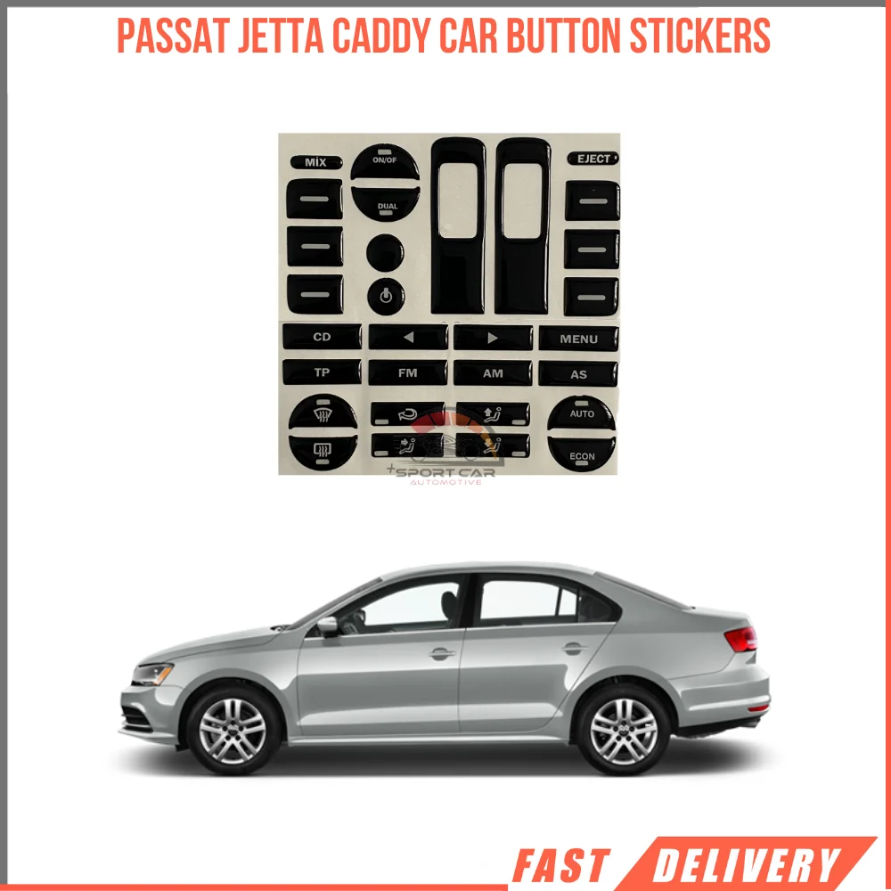 Button Sticker For Passat For Jetta For Caddy Models Piano Black Stereo Button Refurbishment Set Car Button Stickers