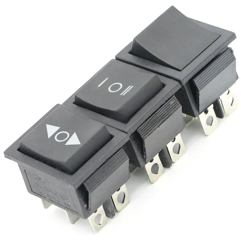 1 pièces KCD4 25X31mm interrupteur à bascule noir 6 broches 3 positions ON-OFF-ON Double réinitialisation/interrupteur de verrouillage 16A 250V 20A 125VAC