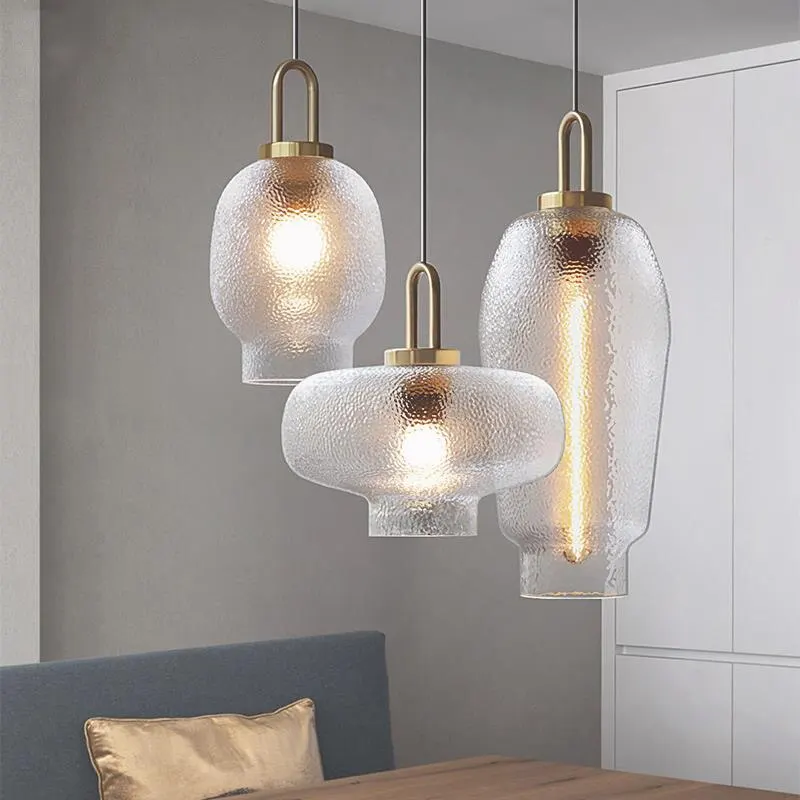 Modern Minimalist Glass Single Dining Pendant Lamp LED E27 Lighting Warm White Bedroom Living Room Decorative Indoor Fixture